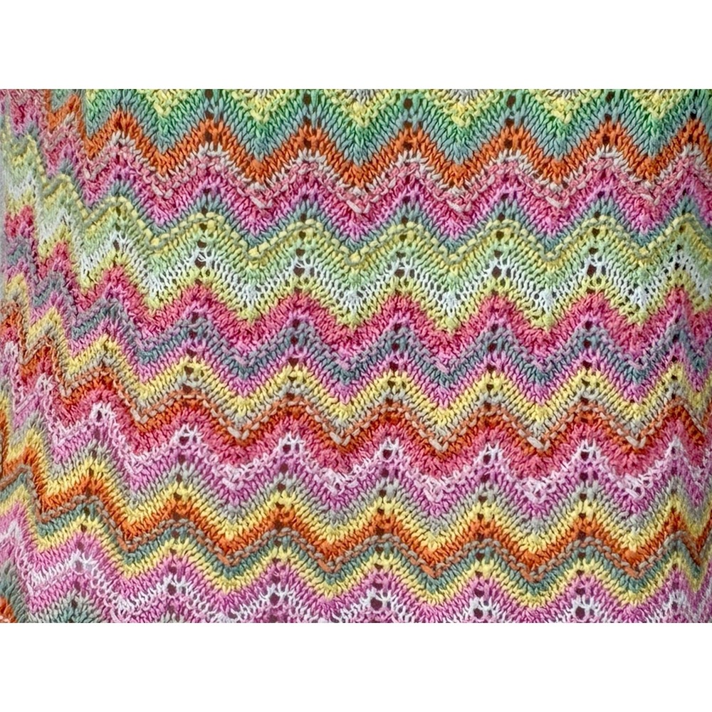Vintage Sigrid Olsen Rainbow Chevron Crochet Sweater Size L Festival Fairy Twee - Picture 4 of 16